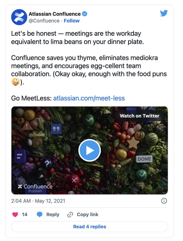 Atlassian Confluence Twitter tone of voice in the B2B brand space 